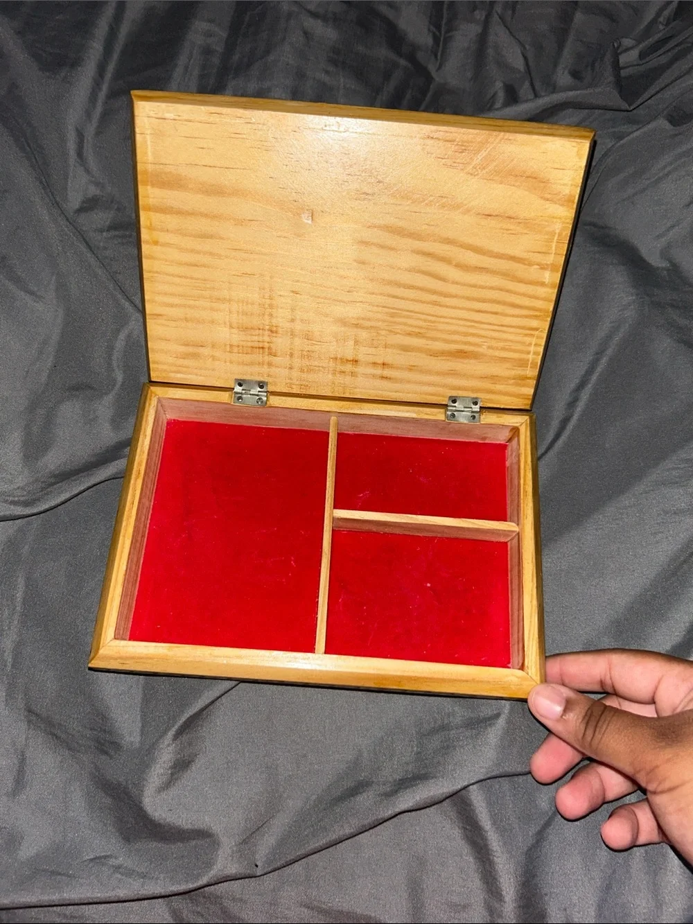 Vintage Wooden Jewelry Box Trinket Chest Engraved Flowers Mexico Velvet Lined